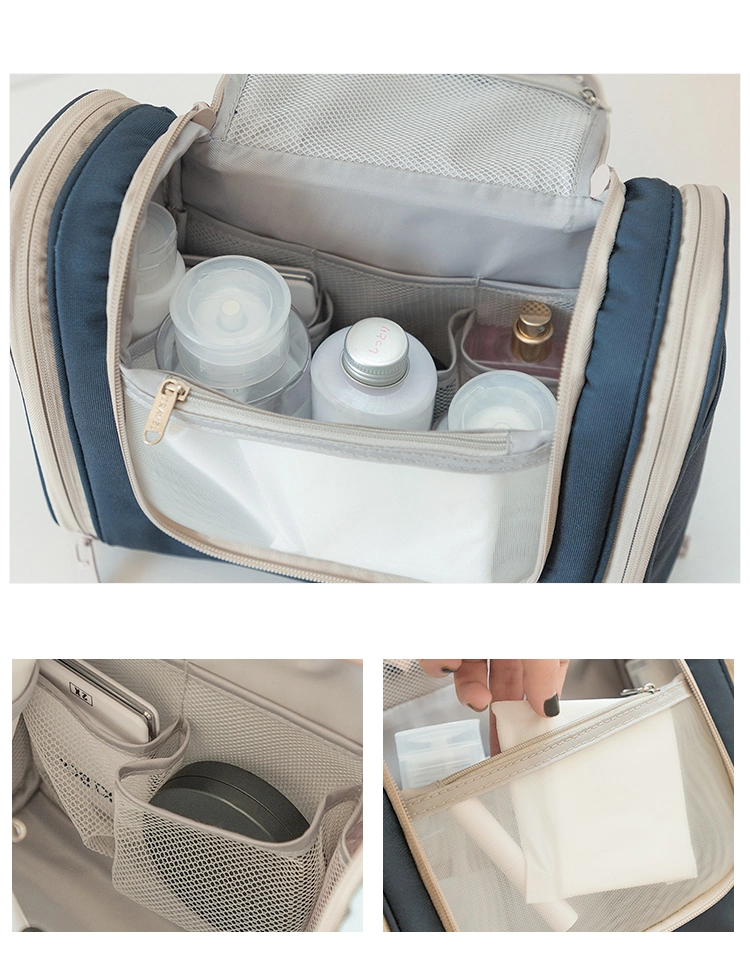 Double-Open Toiletry Bag Portable Travel Cosmetic Bags &amp; Cases Pure Color Designer Bag Simple Style