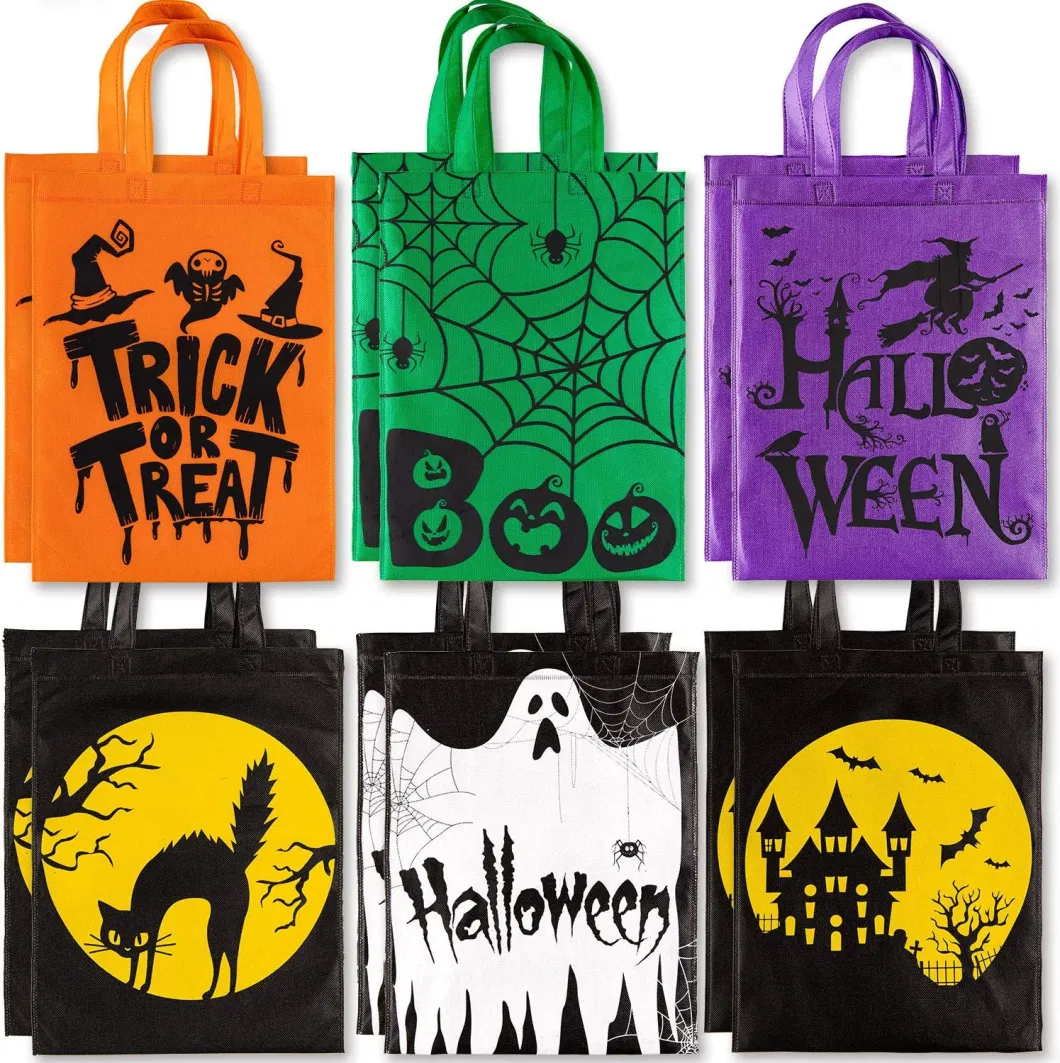 Halloween Tote Bags Non-Woven Halloween Candy Colorful Bags for Trick or Treat Party Favors Festival Supply Totes