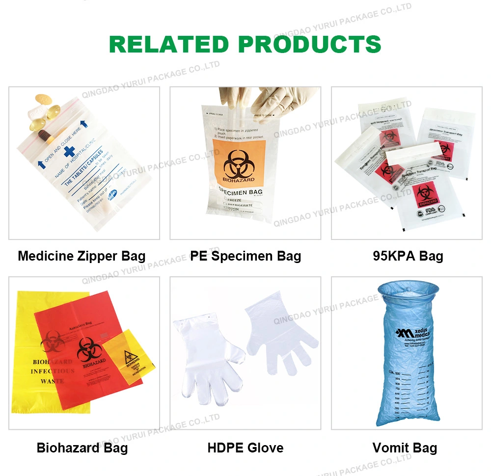 125*170mm LDPE Green Biohazard Kangaroo Specimen Plastic Bag