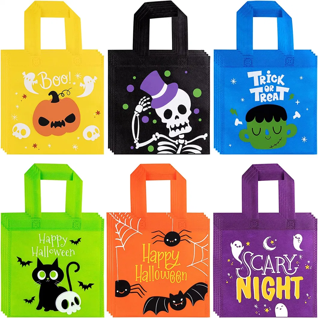 Halloween Tote Bags Non-Woven Halloween Candy Colorful Bags for Trick or Treat Party Favors Festival Supply Totes