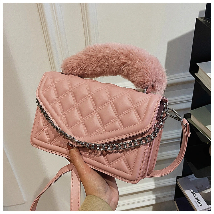 (WD0796) Designer Furry Clutch Bags Women Luxury Cosmetic Hand Bags Korean Leather Purses and Handbags Fashion Ladies Shoulder Tote Bags