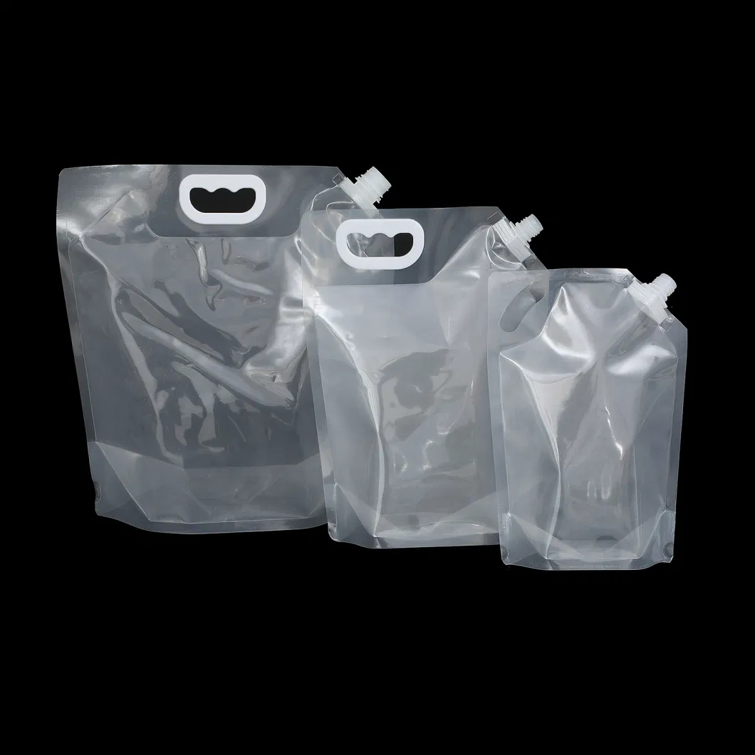 1L 2L 3L 5L Liquid Beer Juice Drinking Pouch Foldable Portable Flastic Packaging Spout Water Bag with Handle