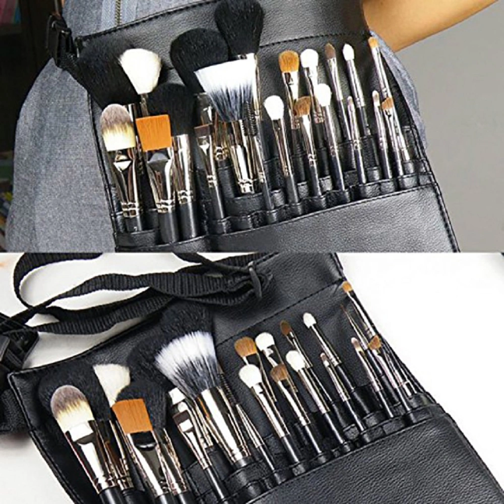 ISO BSCI Lvmh Factory Recycled PU Black Cosmetic Travel Makeup Brush Bag