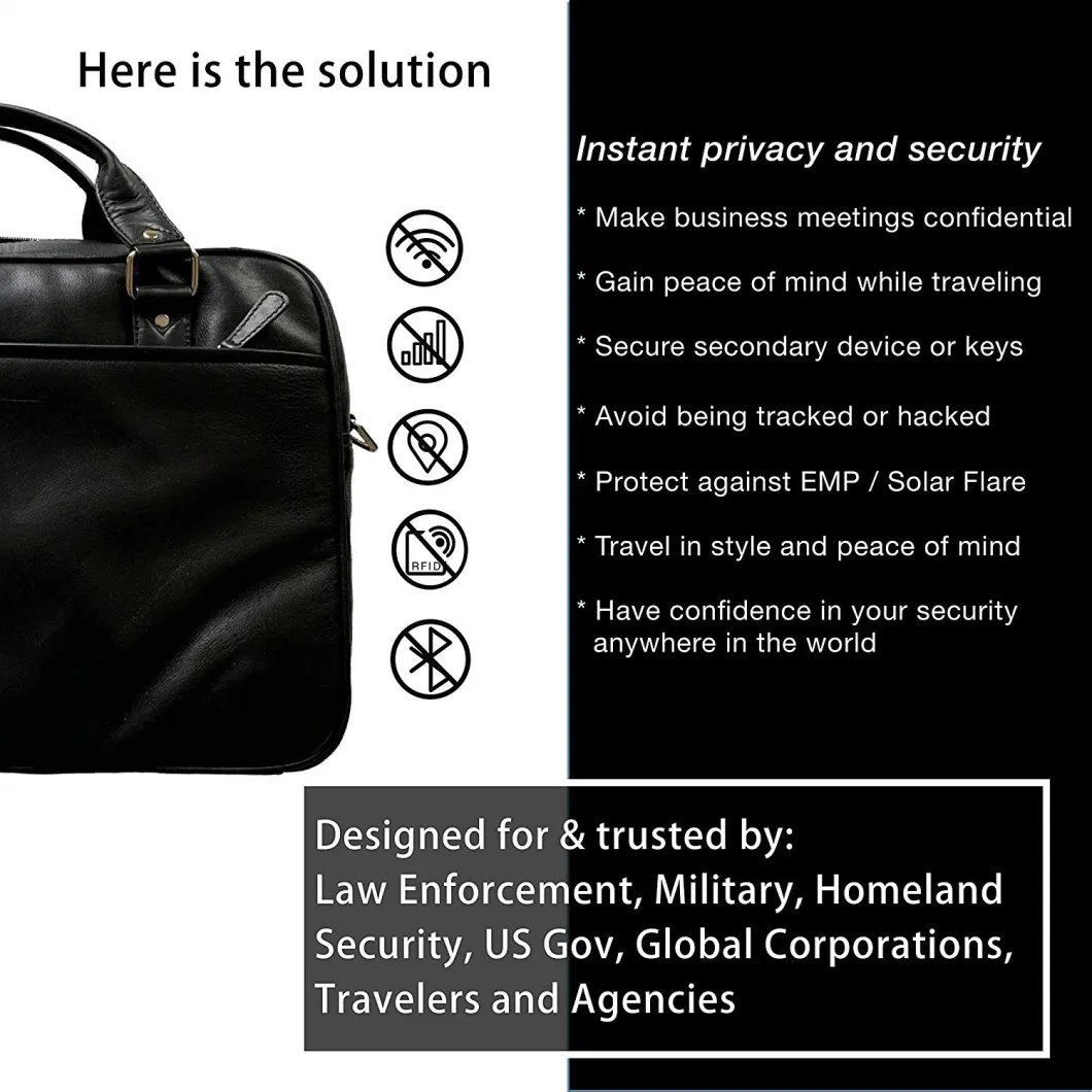 Genuine Leather Faraday Cage Briefcase-Instant Data Protection for Your Devices