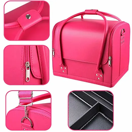 Large Capacity Bags PU Leather High Fashion Waterproof Storage Travel Cosmetic Case