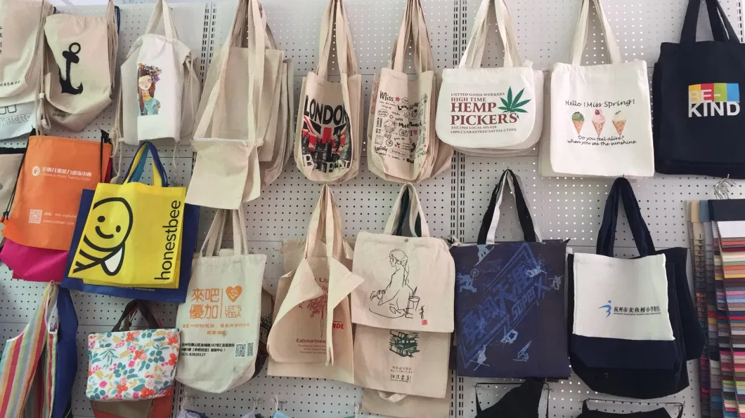 Fashion School Custom Printing Logo Canvas Handbag, Cotton Shoulder Tote Shopping Bag