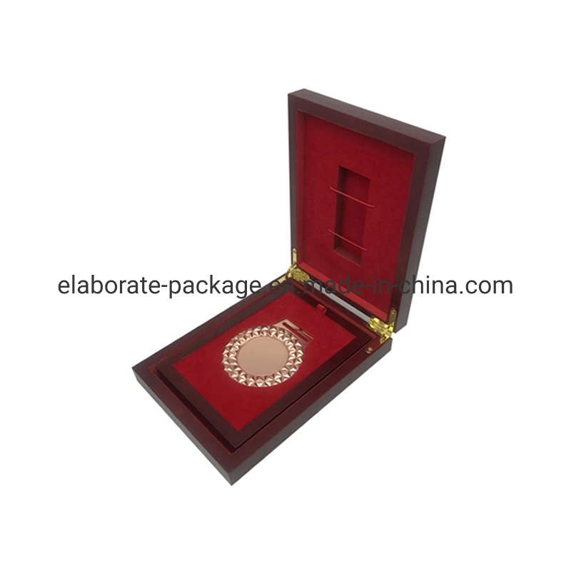 Red Wooden Gold Coins Collection Box Medal/Badge/Souvenir/Commemorative Coins Holder Case