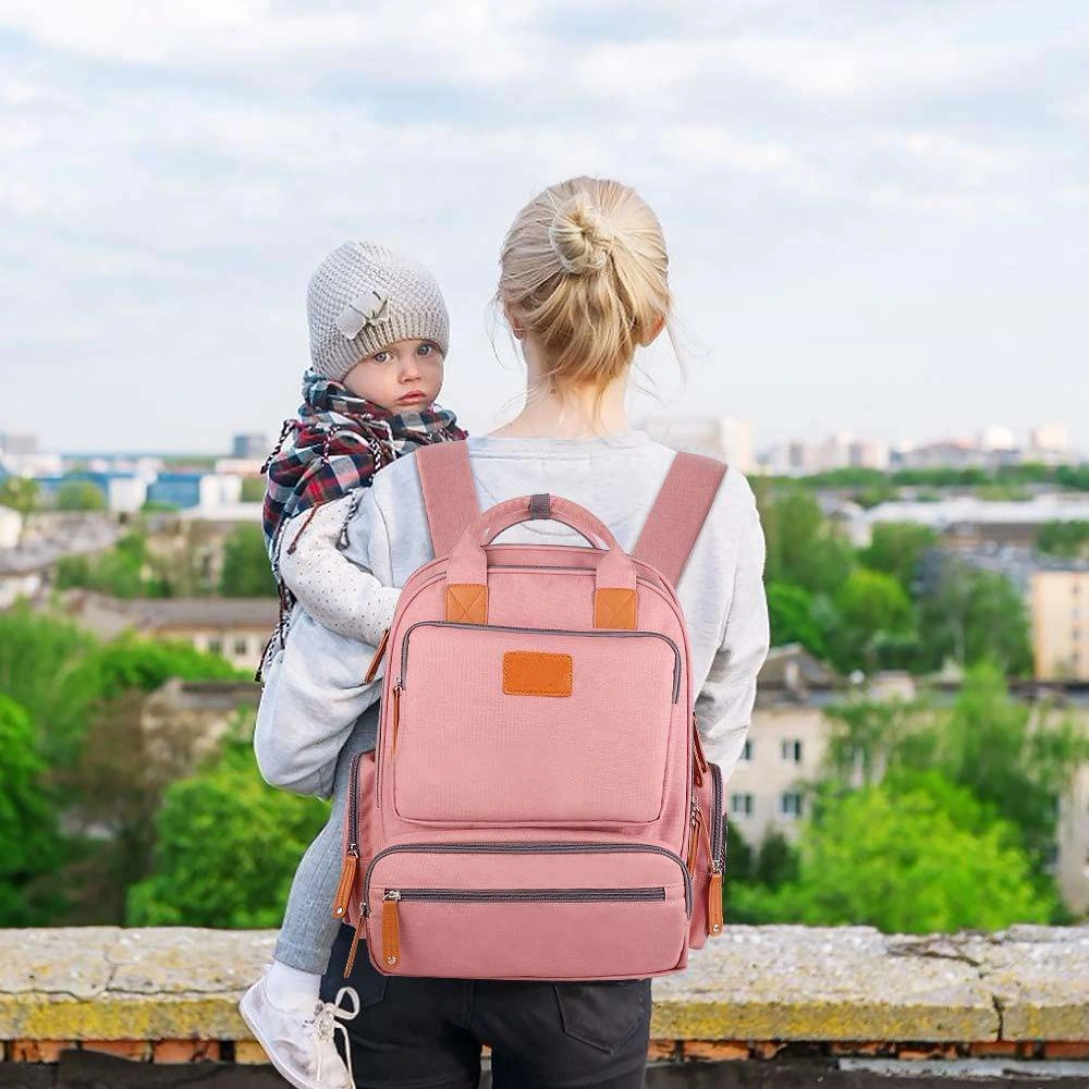Best Seller Pink Stylish Diaper Bag Backpack, Multi Function Waterproof Travel Bag