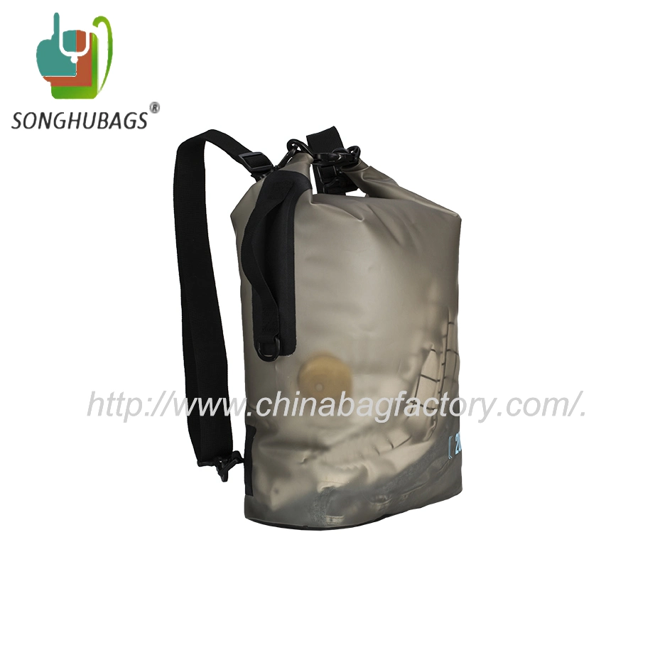 Unisex New Fashion Custom Style Clear PVC Gray Sports Outdoor Hiking Beach Hunting Gym School Waterproof Dry Shoulder Backpack Bag
