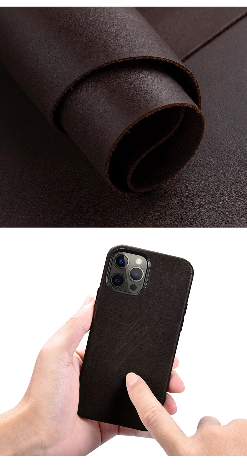 Custom Wireless Charging Vintage Brown Leather Phone Cover Mobile Phone Housing iPhone Case