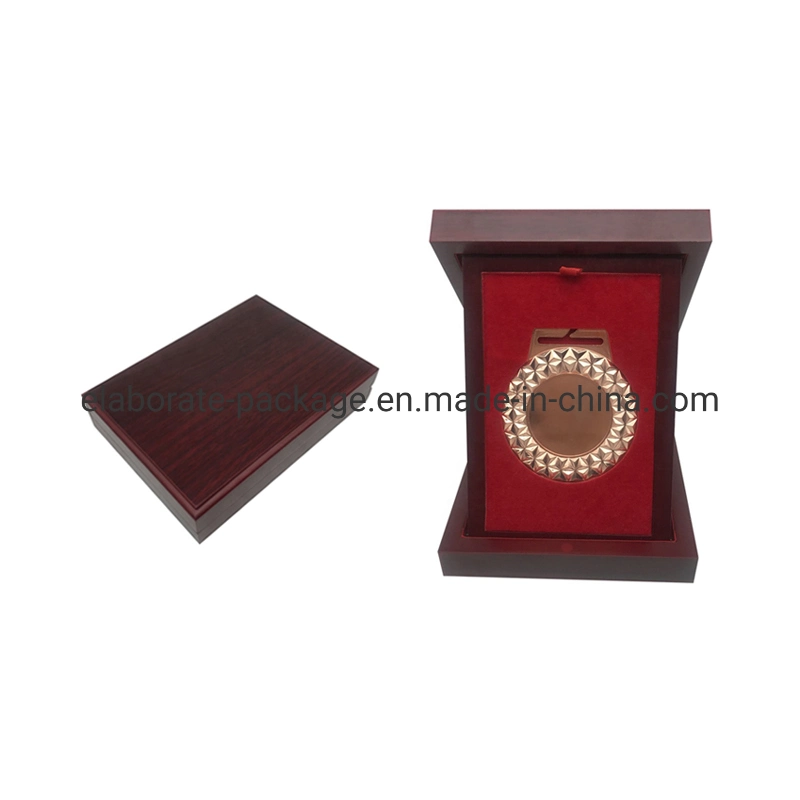 Red Wooden Gold Coins Collection Box Medal/Badge/Souvenir/Commemorative Coins Holder Case