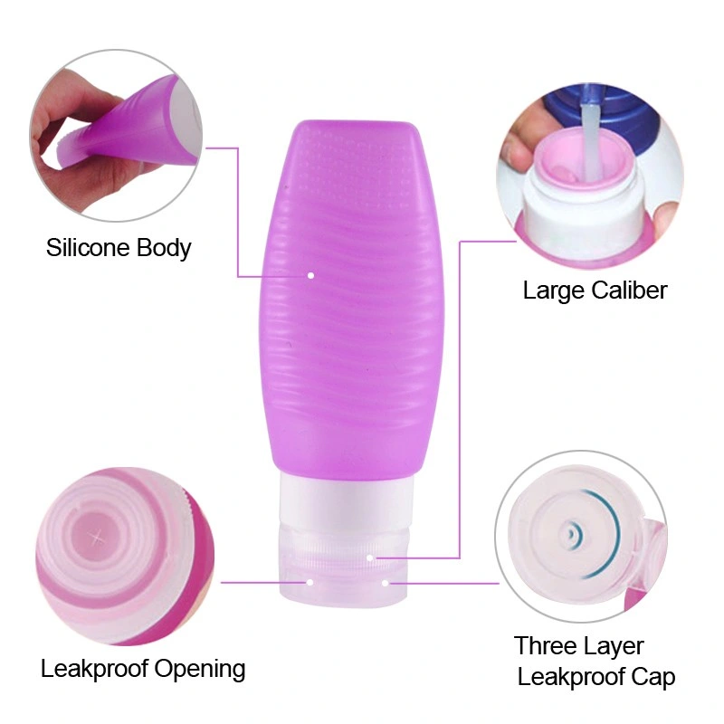 48/78ml Refillable Silicone Squeeze Travelling Case for Shampoo Cosmetic Cream Travel Accessories Bottles