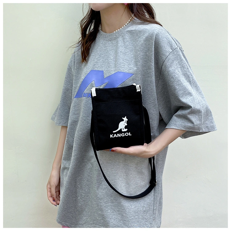 2024 Foreign Trade New Female Bag Korean Version Fashion Kangaroo Crossbody Bag Canvas Mobile Phone Bag