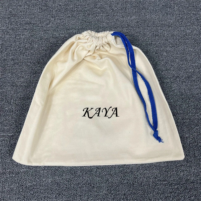 Customized Logo Dual Color Gift Cotton Drawstring Pouch, 15X25cm