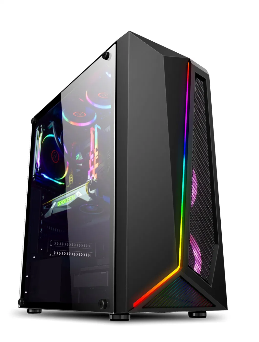ATX Computer Tower PC Gaming Case with Attractive RGB LED Strips Design