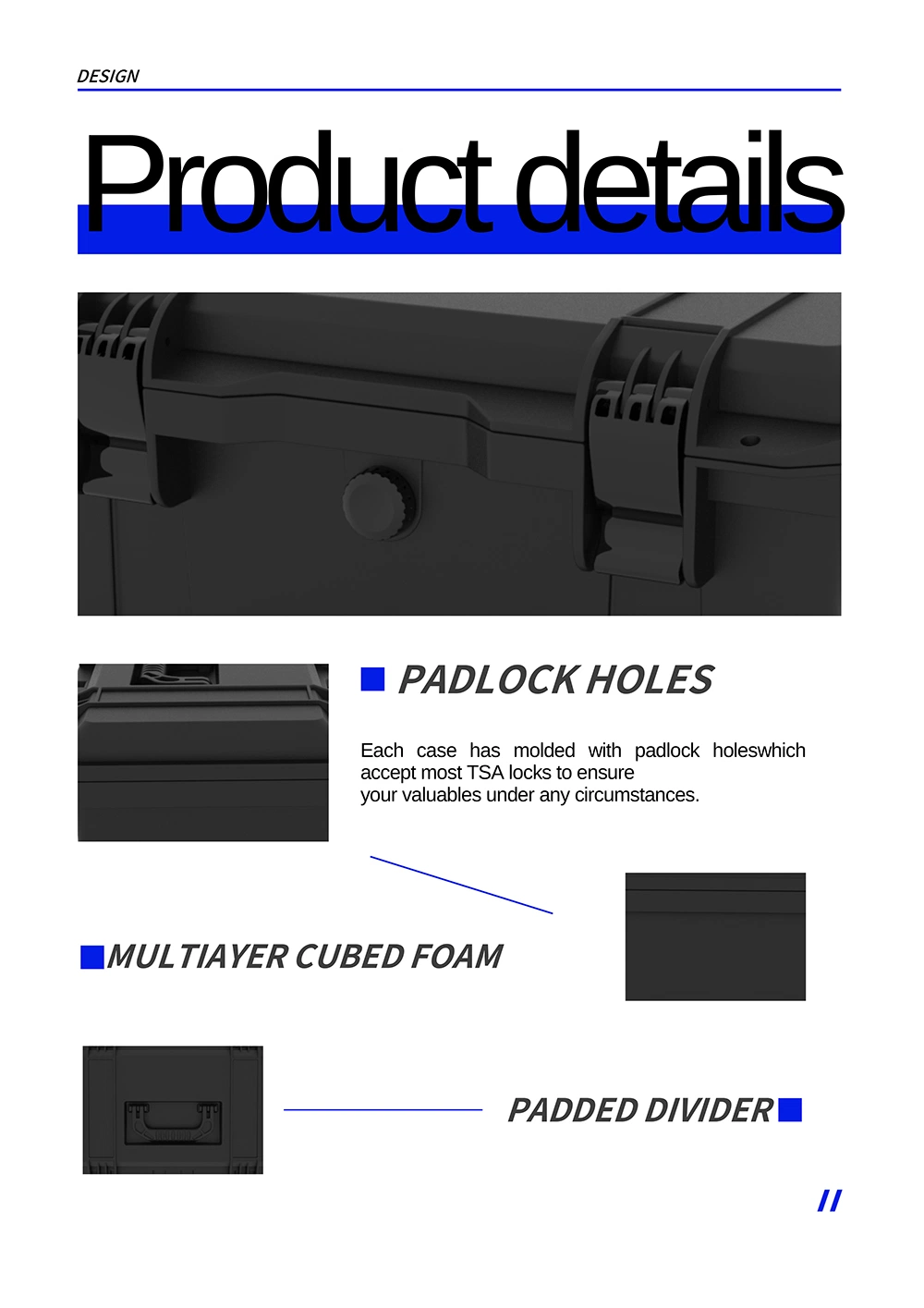 Plastic Medium Handheld Protective Tool Case for Guns/Instruments Waterproof PP 2030