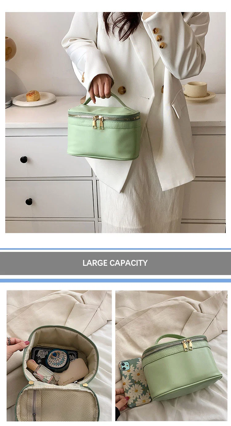 High-Capacity Makeup Organizer Toiletry Bag PU Cosmetic Bag Multifunction Organizer Portable Waterproof