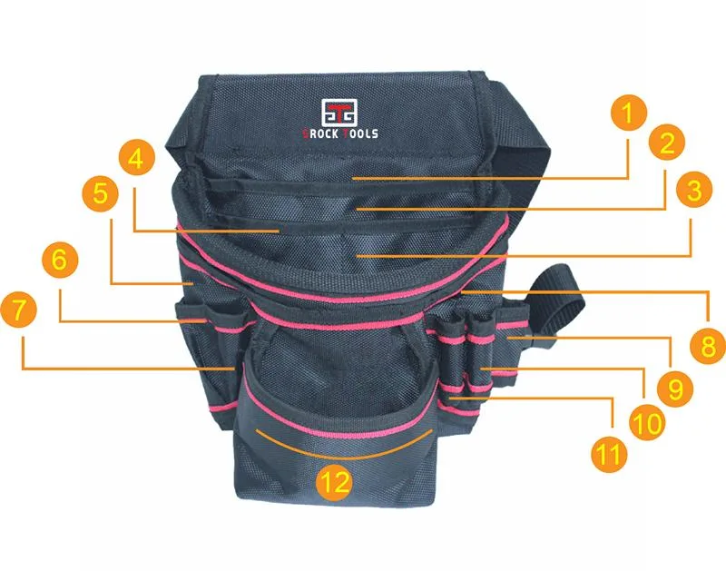 Durable Portable 1680d Polyester Tool Pouch Polyester Waist Electrical Mini Tool Belt