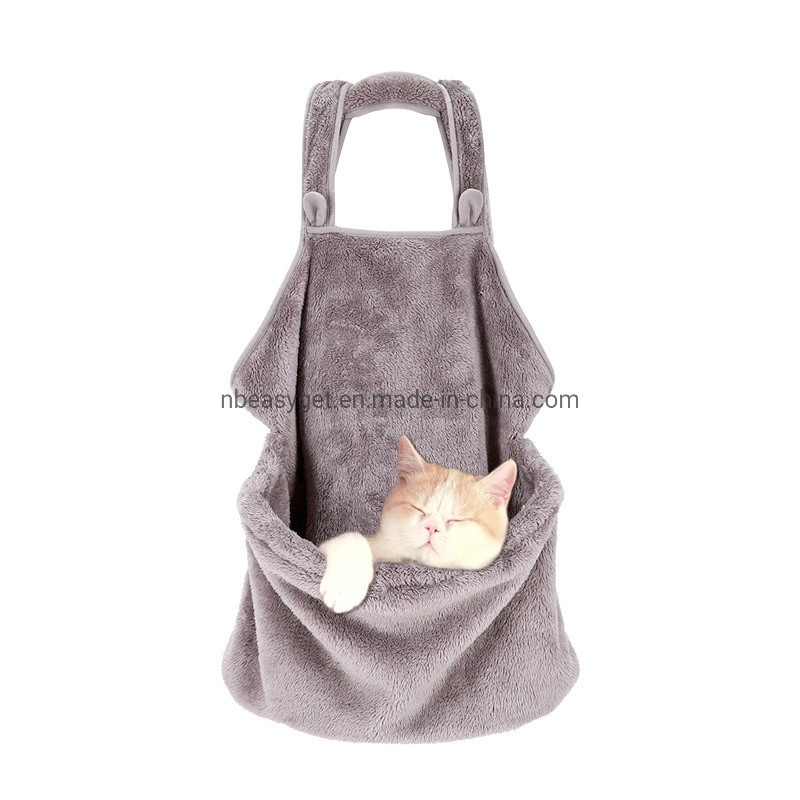 Cat Sleeping Bag, Pet Sleeping Chest Apron with Pocket Hands, Soft Coral Velvet, Pet Carrier Kangaroo Bag, Small Pets Holder Pouch Esg12532