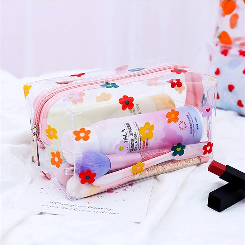 1 PC Girl Clear Cosmetic Bag PVC Transparent Makeup Bag for Women Waterproof Zipper Beauty Case Travel Toiletry Bags