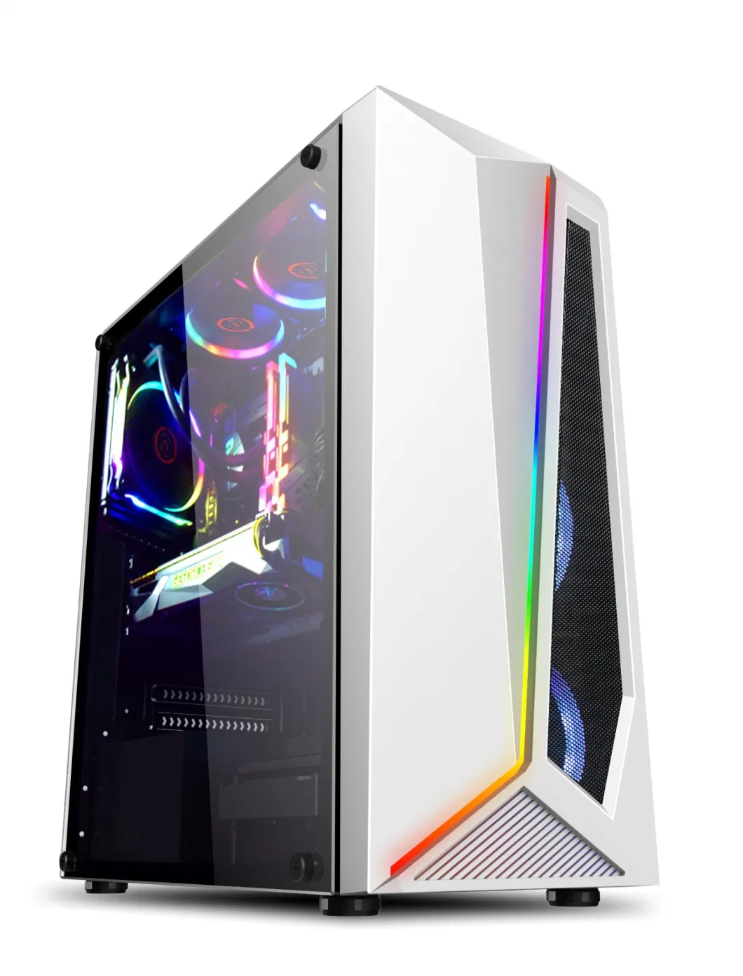 ATX Computer Tower PC Gaming Case with Attractive RGB LED Strips Design