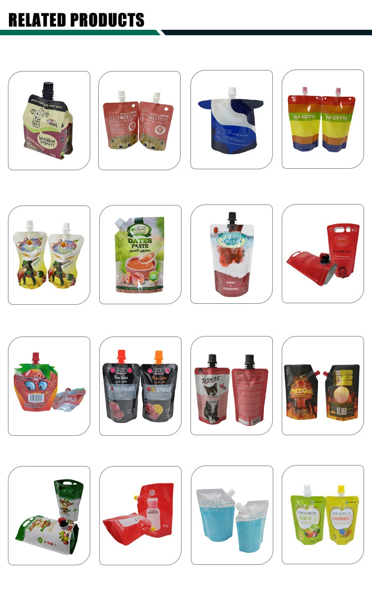 Plastic Pouch with Spout Tap Foil Retort Juice Beverage Wine Frozen Cocktail Alcohol Drinking Liquid Margarita Baby Food Squeeze Nozzle Spout Pouches