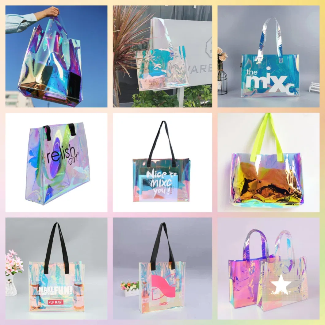 Custom Logo Hot Sale Holographic Tote Bag PVC Bag Beach Bag