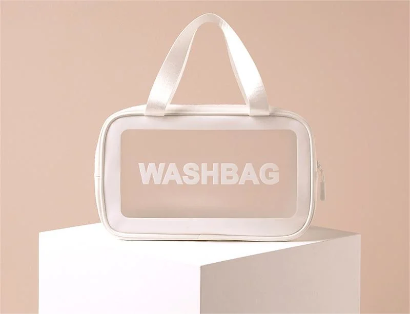 Custom Transparent Storage Cosmetic Bag Waterproof Travel Frosted PVC Makeup Bag