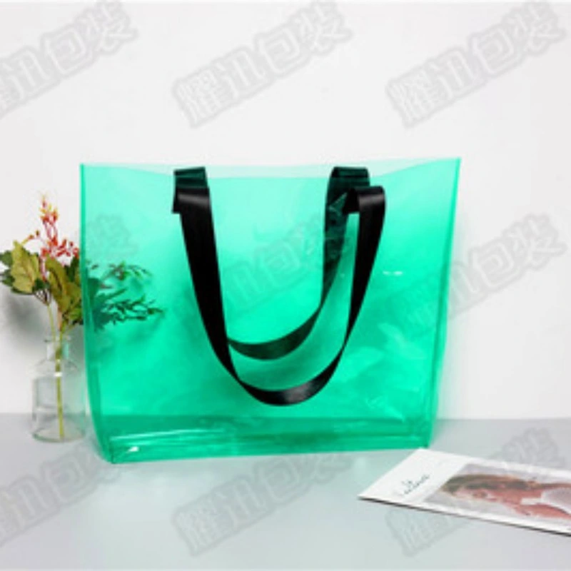 Custom Snap Button Clear PVC Tote Bag with Handle