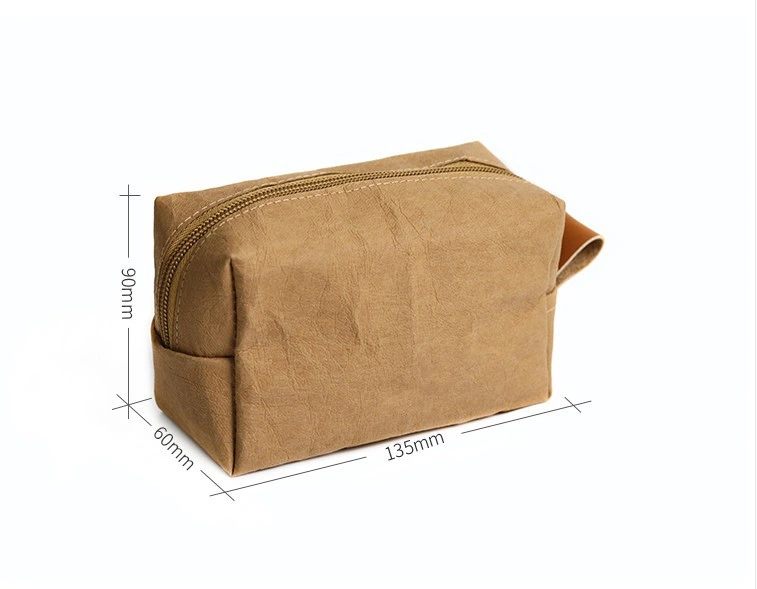 Custom Sqaure Organizer Ecofreiendly Recylcle Kraft Paper Makeup Brush Bag