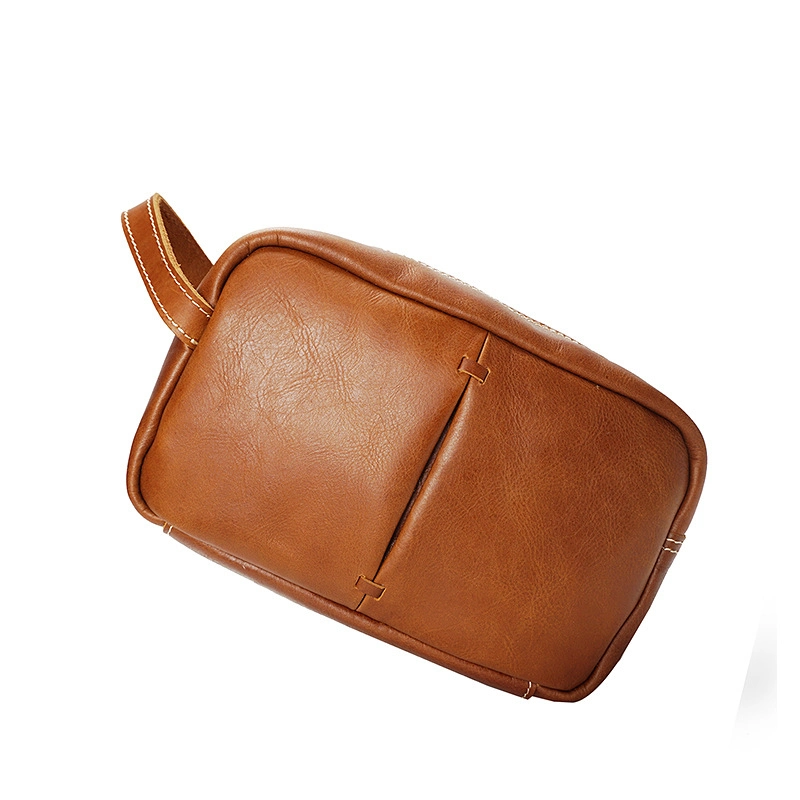 Custom Leather Retro Portable Lady Luxury Cosmetic Bag Handbag Make up Bag