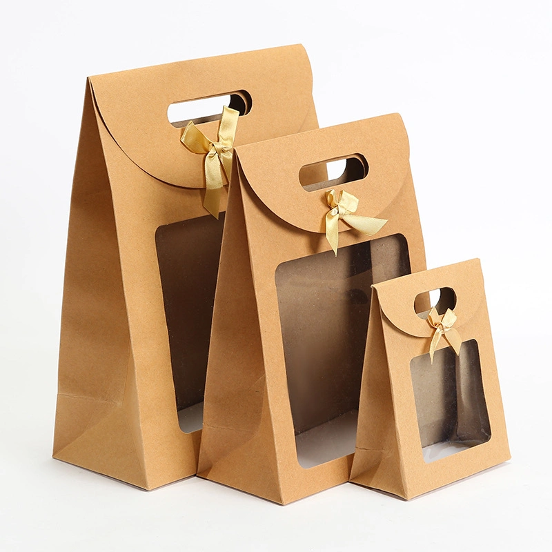 Luxury Cosmetic Recycled Kraft Paper Designer Gift Bag Paper with Magic Tape Handle