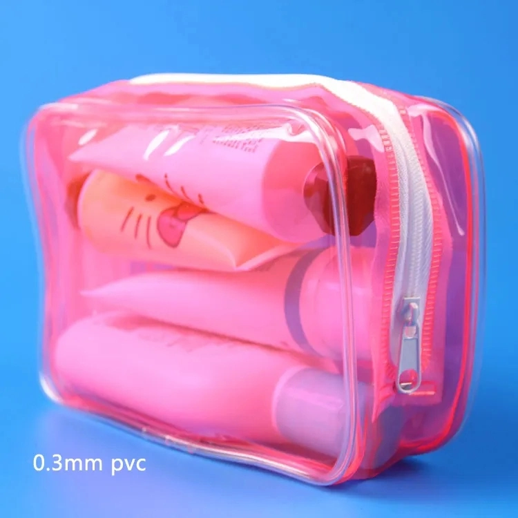 Heart Floral Zipper Transparent Makeup Pouch Bag Wholesale Bulk Custom Logo Travel Clear PVC Cases Cosmetic Bags