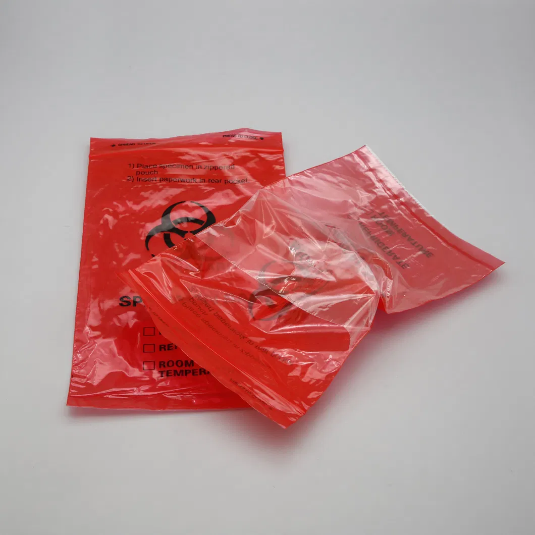 Biohazard Specimen Bag Medical Customized Plastic Biohazard Specimen Bag / Laboratory Use Kangaroo Plastic Bag