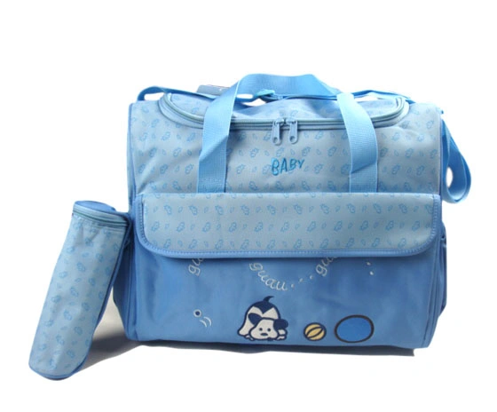 Dog Printed Customized Mummy Baby Diaper Bag with Bottle Bag