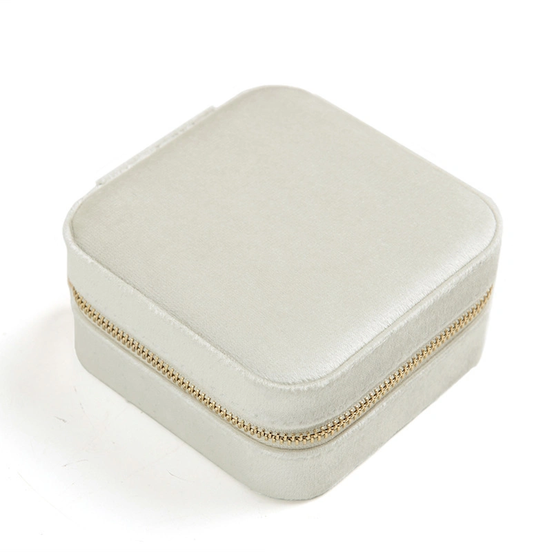 Custom Portable Velvet Travel Jewelry Box Ring Earring Jewelry Box Mirror Square Jewellery Storage Case