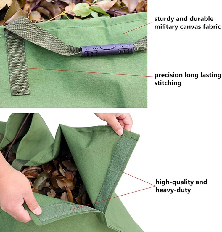 Recycling Garden Lawn Weeds Debris Bags Yard Waste Bags with Waterproof Canvas