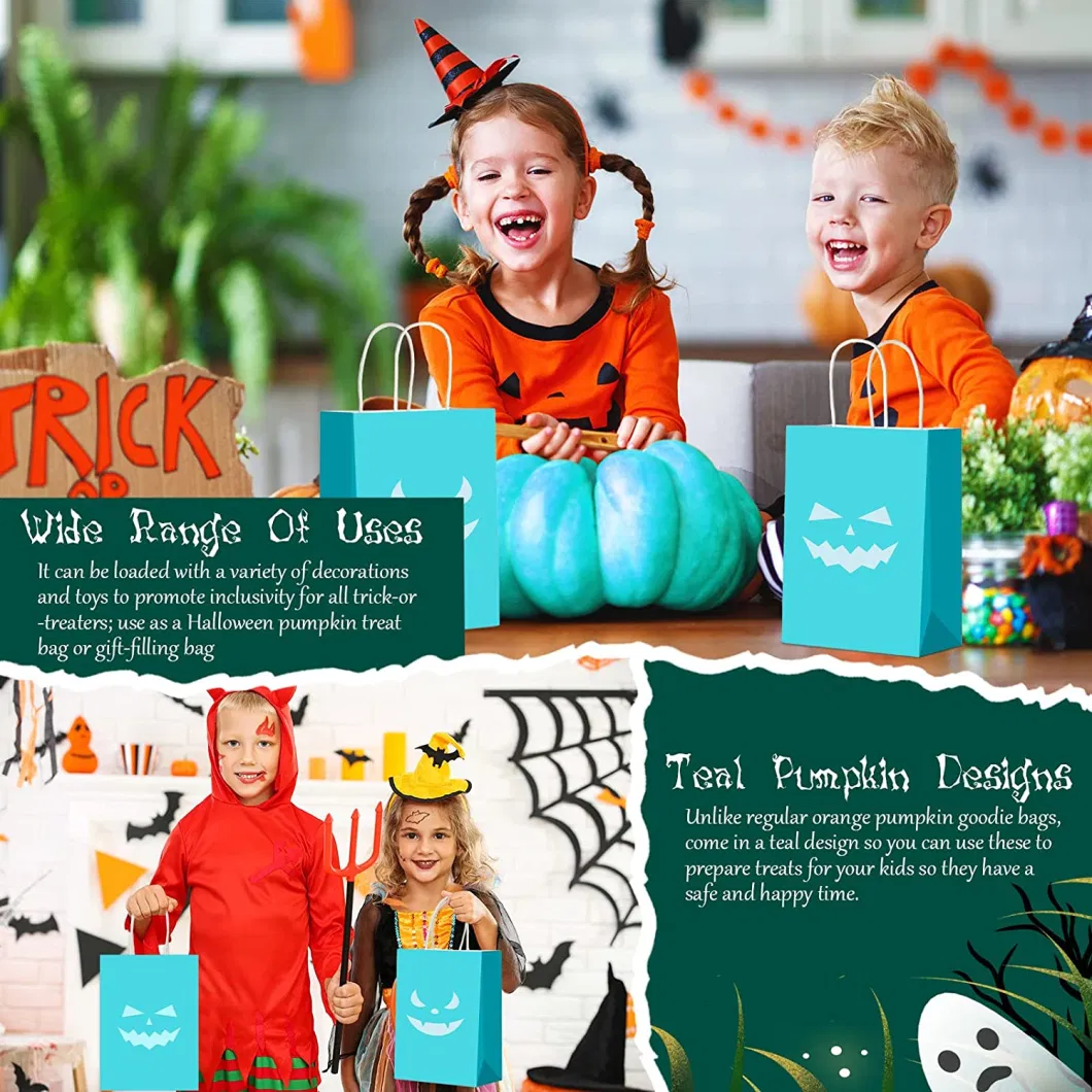 Trick or Treat Bags with Pumpkin Face for Kids Halloween Party Favors Decoration