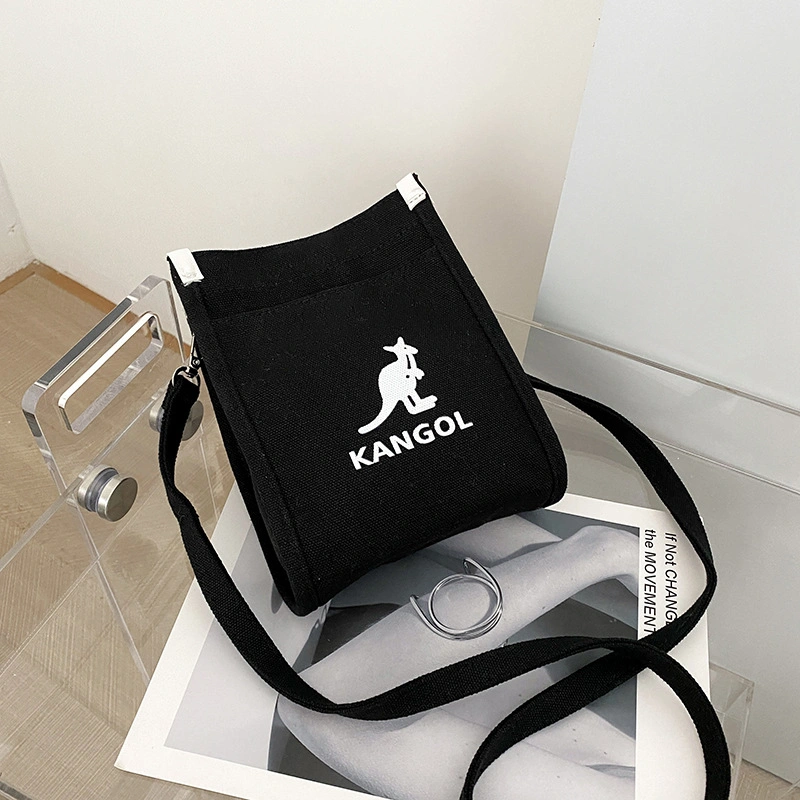 2024 Foreign Trade New Female Bag Korean Version Fashion Kangaroo Crossbody Bag Canvas Mobile Phone Bag