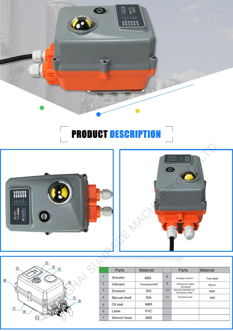 on/off Function Resetting Electric Actuator Top Type Electric Ball Valve