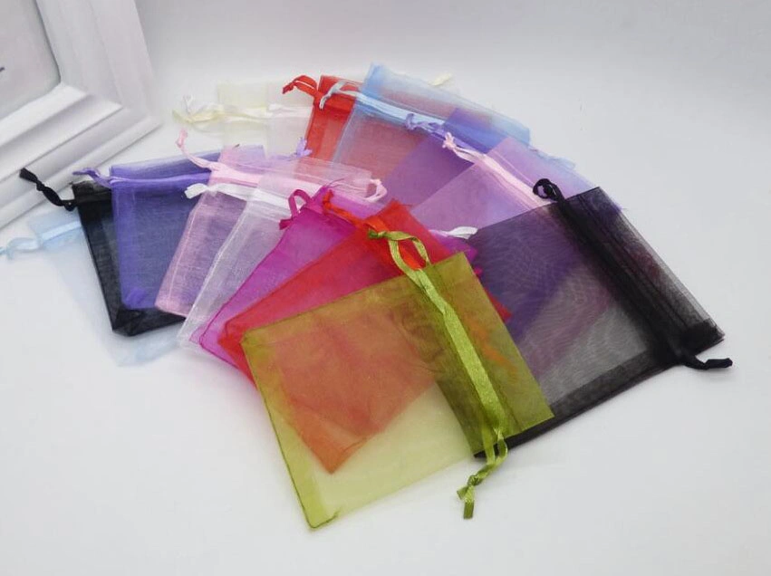 Wholesale Clear Cosmetic Sheer Drawstring Custom with Logo Gift Organza Bag