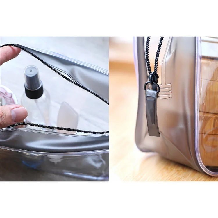 Customized Logo Clear Waterproof Makeup Pouches Travel Toiletry Transparent PVC Cosmetic Bags