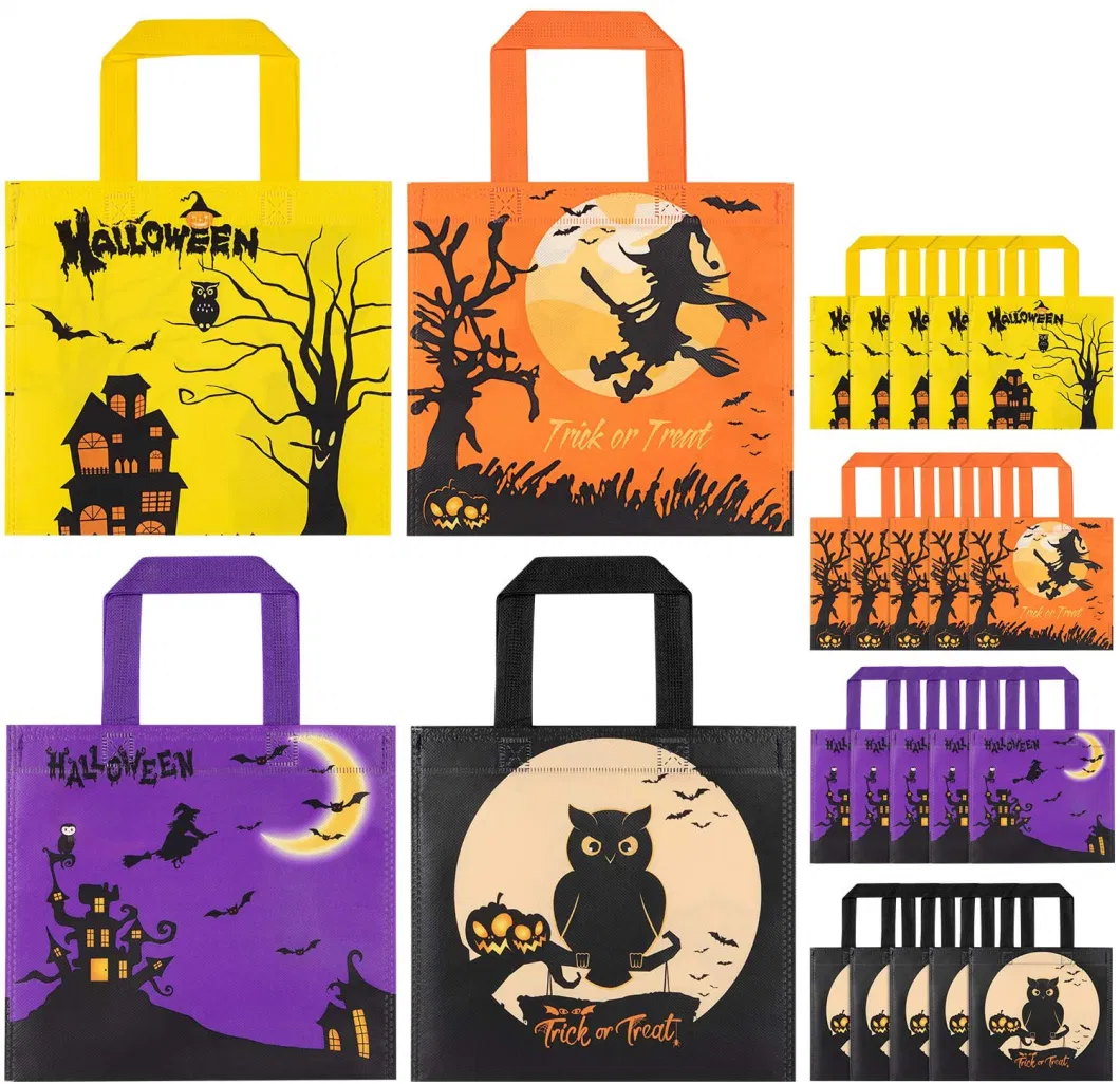 Non-Woven Halloween Trick or Treat Colorful Tote Goody Tote Bags