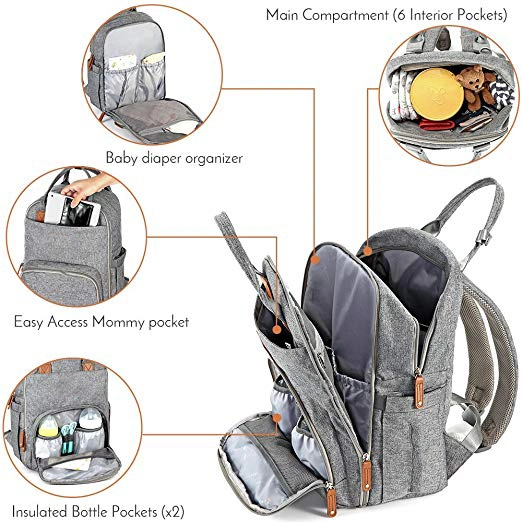 7 In1 Functional Custom Luxury Folding Wet Tote Nappy Mommy Bag Waterproof Mummy Baby Diaper Bags Backpack