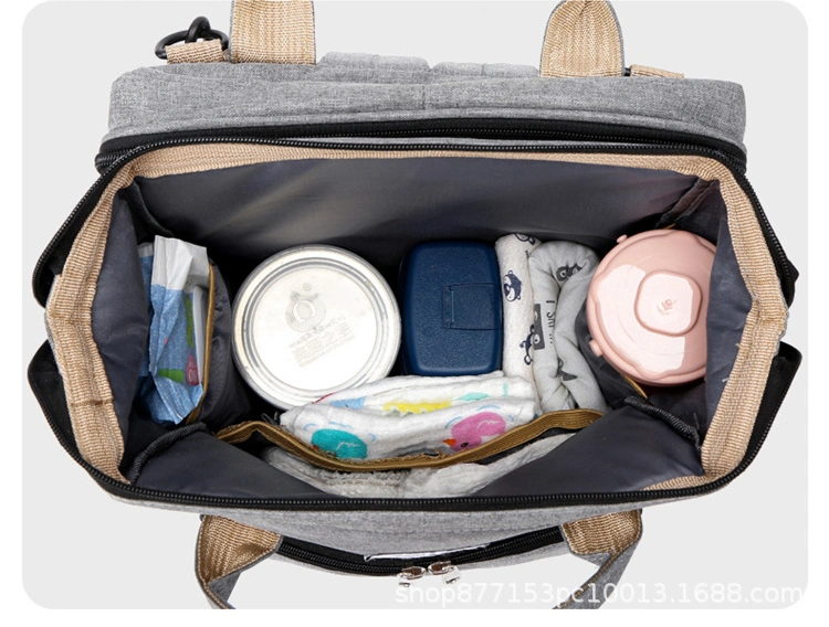 Waterproof Mummy Bag Baby Diaper Bag with Baby Bed Organizer for Mom