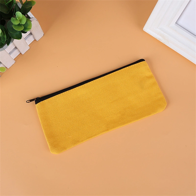 Customize Wholesale Recycled Simple Fabric Canvas Cotton Cosmetic Makeup Toiletry Office School Children Drawing Pen Box Packaging Storage Pouch Gift Zipper Bag