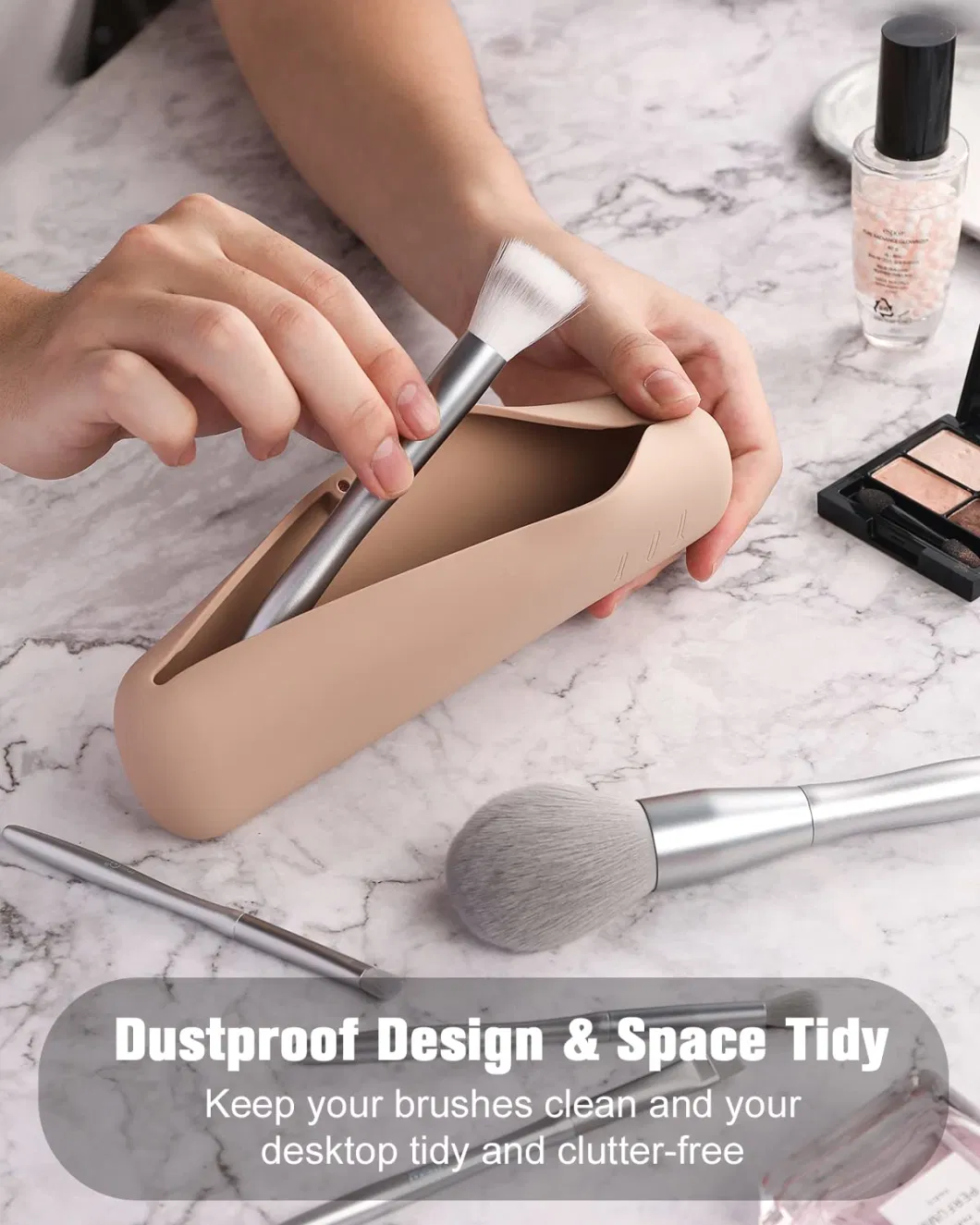 Travel Makeup Brush Holder Magnetic Silicone Pouch Portable Cosmetic Brushes Bags Open Case Soft Sleek Makeup Tools Organizer