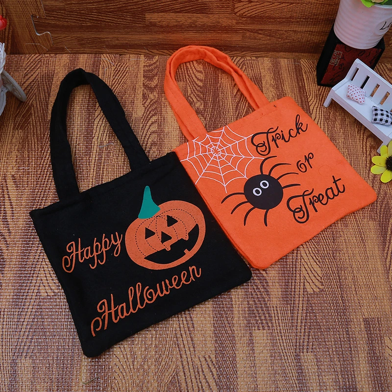 Wholesale Custom Halloween Gift Bags Cute Candy Kids Trick or Treat Canvas Halloween Bag