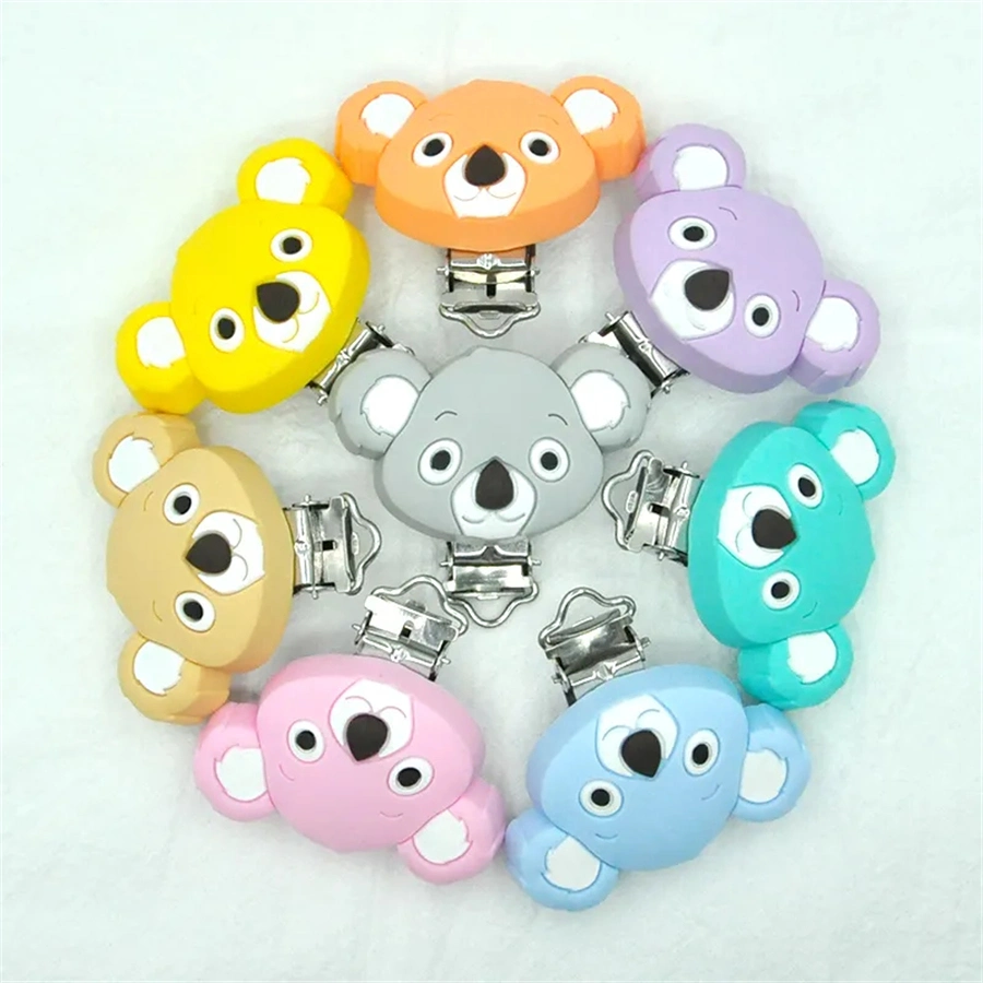 Koala Pacifier Holder Clip Silicone Stainless Steel Pacifier Clip for Baby