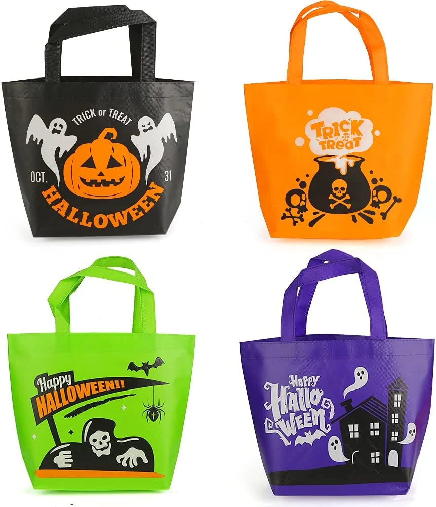 Halloween Tote Bags Non-Woven Halloween Candy Colorful Bags for Trick or Treat Party Favors Festival Supply Totes